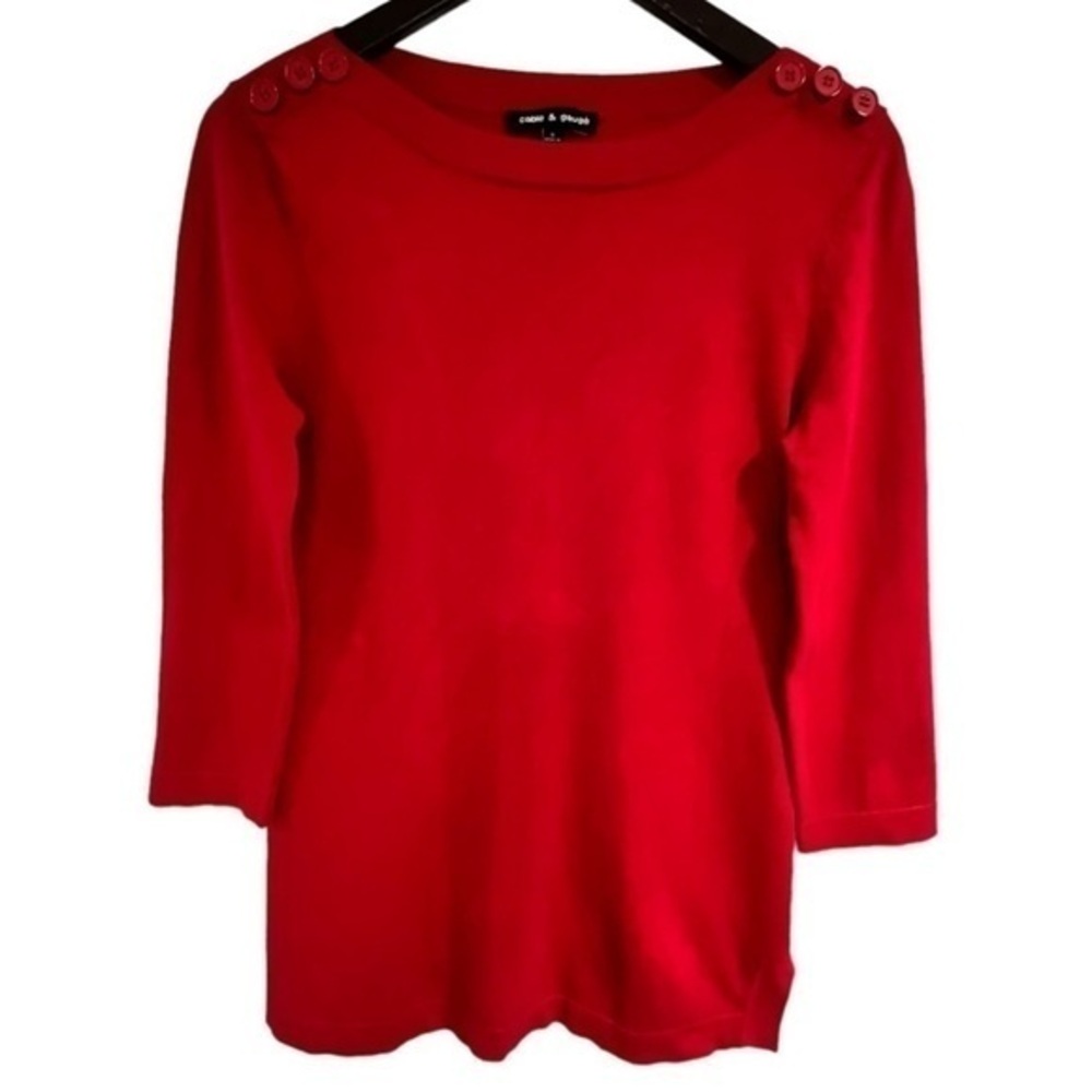 Cable & Gauge | Red Button Shoulder Sweater